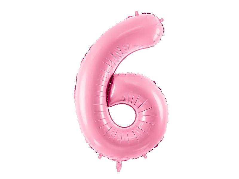 BALON FOLIOWY CYFRA 6 RÓŻOWA PASTELOWA MAT PARTY DECO FB1P-6-081 