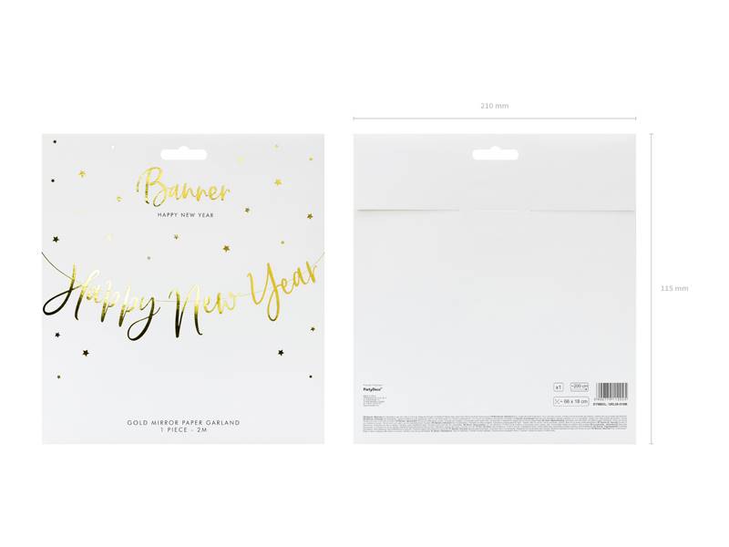 Baner Happy New Year złoty 66x18cm GRL88-019M