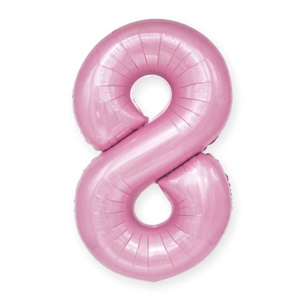 Balon foliowy cyfra 8 jasny róż 100cm 450040