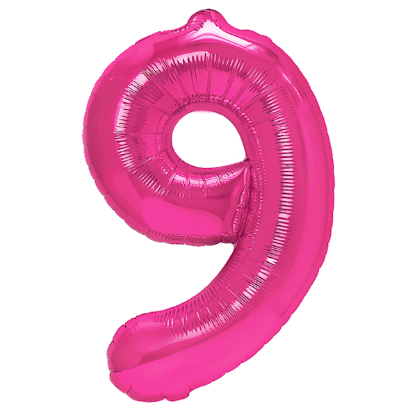 Balon foliowy cyfra 9 różowy ciemny 100cm 450279