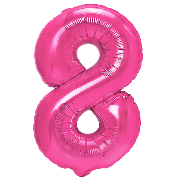 Balon foliowy cyfra 8 różowy ciemny 100cm 450278