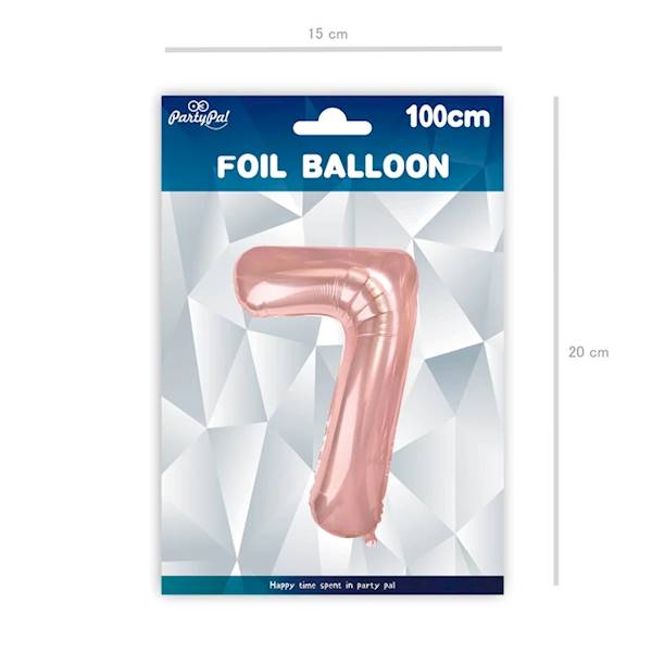 Balon foliowy cyfra 7 różowe złoto 100cm 450029