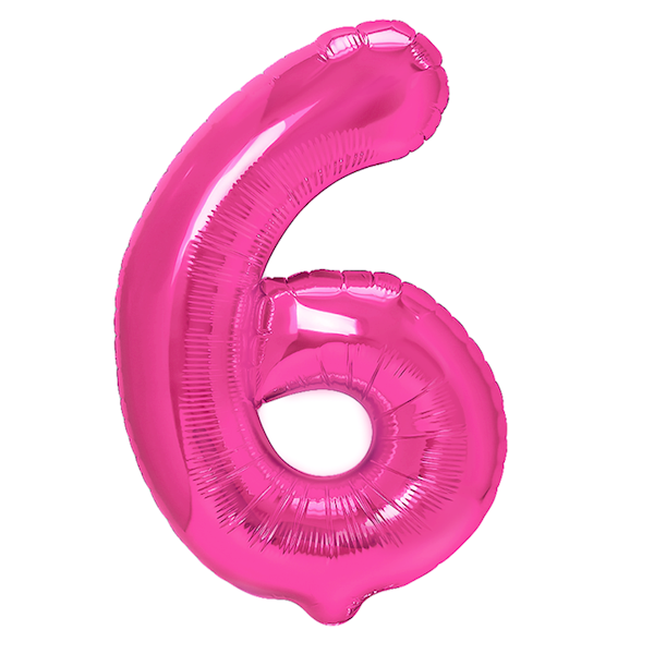 Balon foliowy cyfra 6 różowy ciemny 100cm 450276