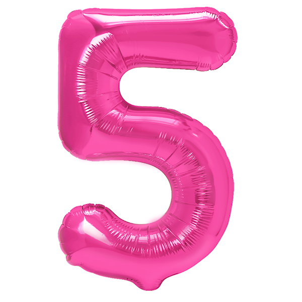 Balon foliowy cyfra 5 różowy ciemny 100cm 450275