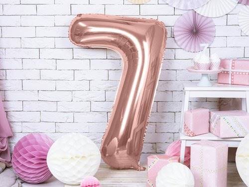 BALON FOLIOWY CYFRA 7 ZŁOTY RÓŻ PARTY DECO FB1M-7-019R 