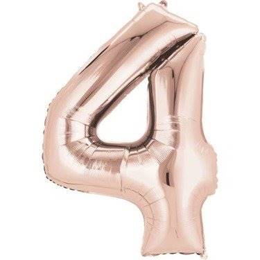 BALON FOLIOWY CYFRA 4 ZŁOTY RÓŻ AMSCAN 36215
