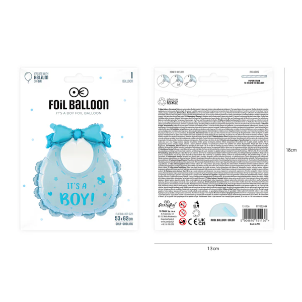 BALON FOLIOWY śliniak Its a boy 53x62cm 151136