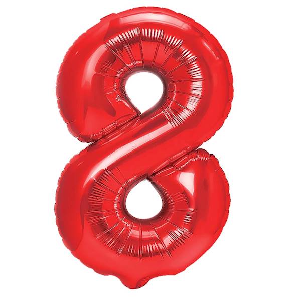Balon foliowy cyfra 8 czerwona 100cm 450299