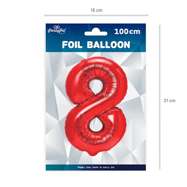 Balon foliowy cyfra 8 czerwona 100cm 450299
