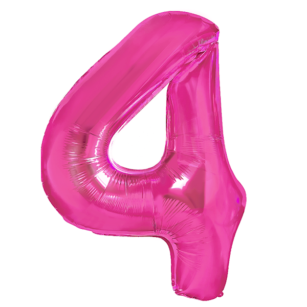 Balon foliowy cyfra 4 różowy ciemny 100cm 450274