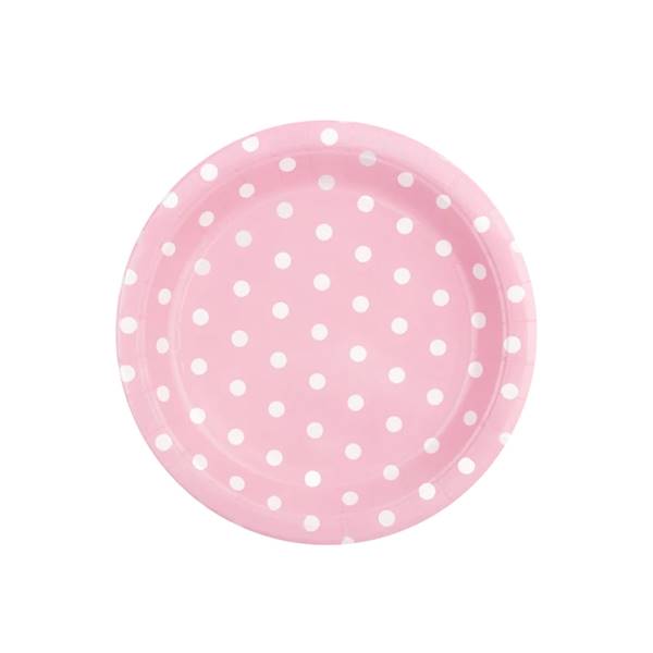 Talerze różowe w kropki 18 cm 801523