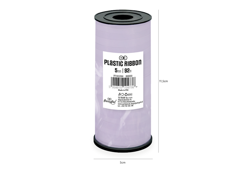 Wstążka plastikowa pastelowa fioletowa jasna 5mm 92m 160817