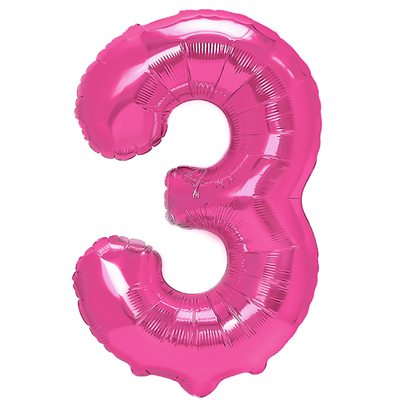 Balon foliowy cyfra 3 różowy ciemny 100cm 450273
