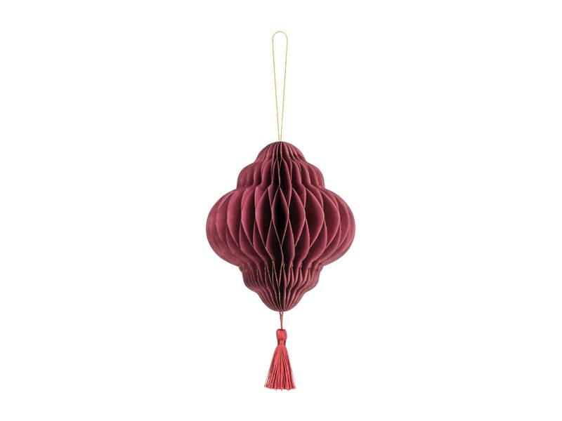 Bombka papierowa honeycomb Latarnia bordo 12x15cm BP2-15-082