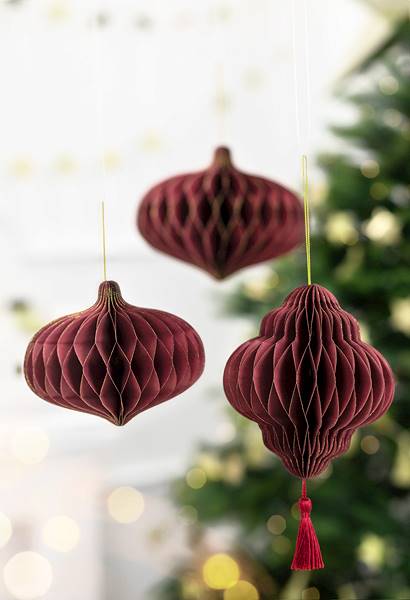 Bombka papierowa honeycomb Latarnia bordo 12x15cm BP2-15-082