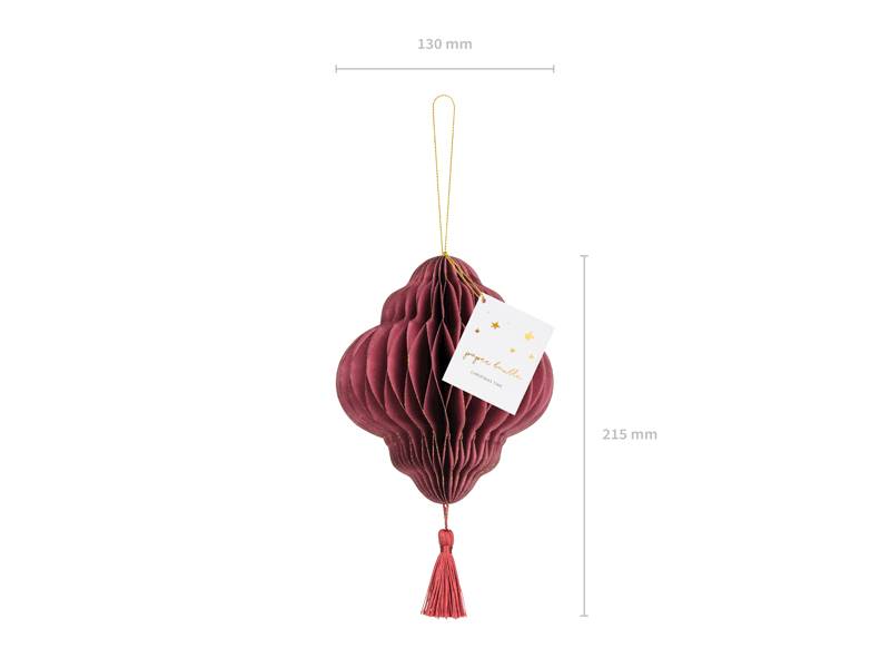 Bombka papierowa honeycomb Latarnia bordo 12x15cm BP2-15-082