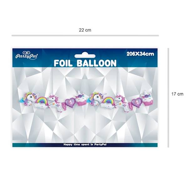 Girlanda balonowa foliowa jednorożce 206x34cm 128902
