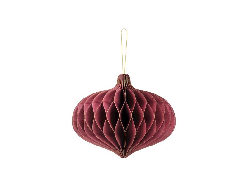 Bombka papierowa honeycomb Owal bordo 16x15cm BP1-15-082