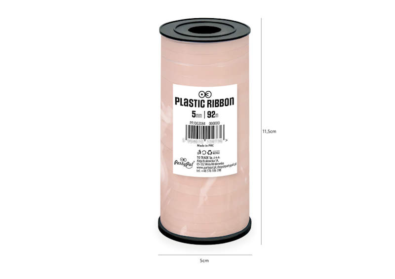 Wstążka plastikowa różowa brudny róż 5mm 92m 160831