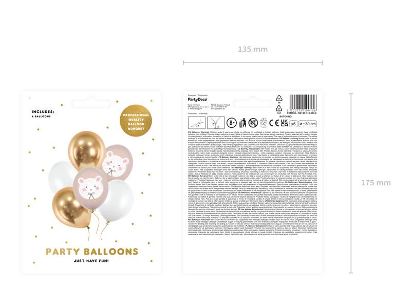 Balony z nadrukiem 30 cm Miś polarny 6 szt. SB14P-315-000-6