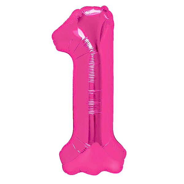 Balon foliowy cyfra 1 różowy ciemny 100cm 450271