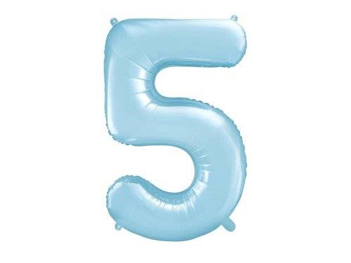 BALON FOLIOWY CYFRA 5 BŁĘKITNA PASTELOWA MAT PARTY DECO FB1P-5-001J 