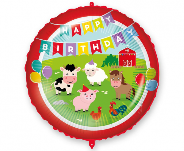 Balon okrągły Farma Happy Birthday 46cm