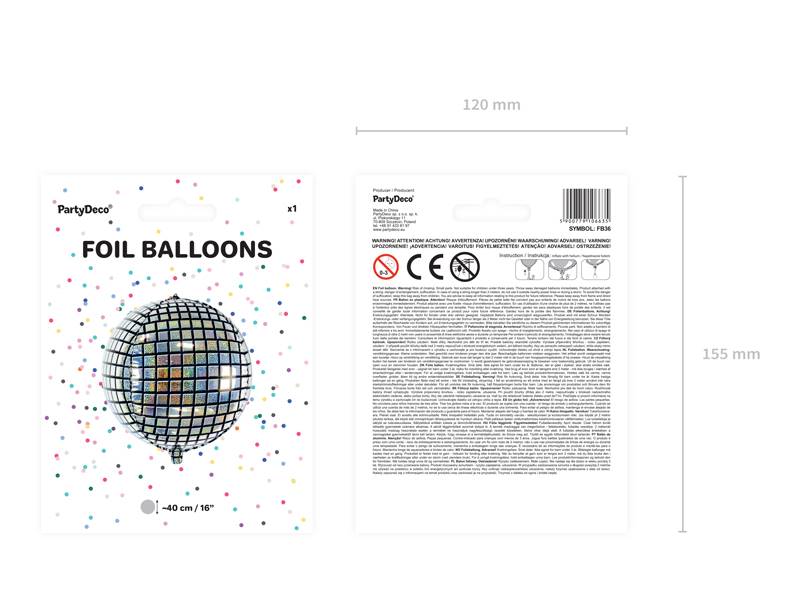 Balon foliowy Kula dyskotekowa 40cm FB36