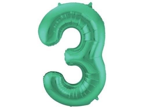 BALON FOLIOWY CYFRA 3 ZIELONA MATOWA F65913 