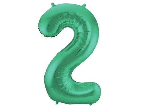 BALON FOLIOWY CYFRA 2 ZIELONA MATOWA F65912 