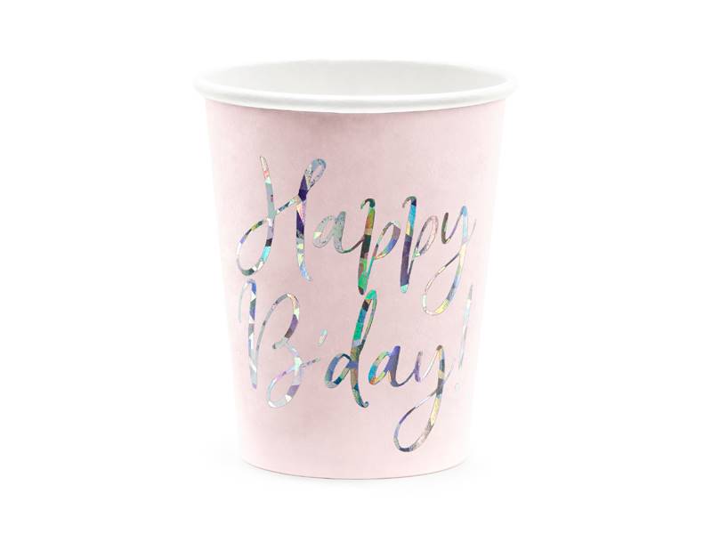 Kubeczki Happy B'day! jasny pudrowy róż 220ml KPP63-081PJ-EU1