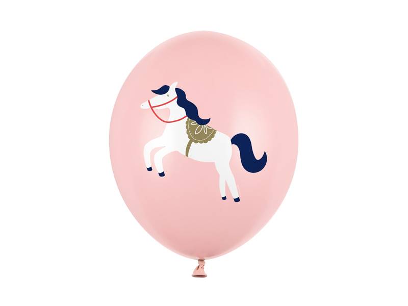 Balony z nadrukiem 30 cm Konik Pastel Pale Pink Różowe 6 szt. SB14P-316-081J-6
