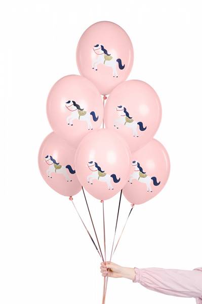 Balony z nadrukiem 30 cm Konik Pastel Pale Pink Różowe 6 szt. SB14P-316-081J-6
