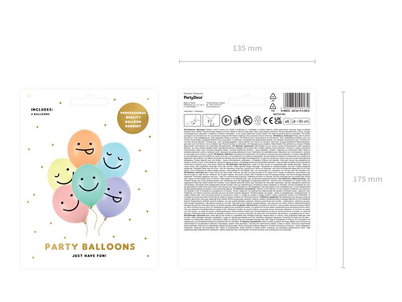 Balony z nadrukiem 30 cm Buźki Kolorowe 6 szt. SB14P-313-000-6