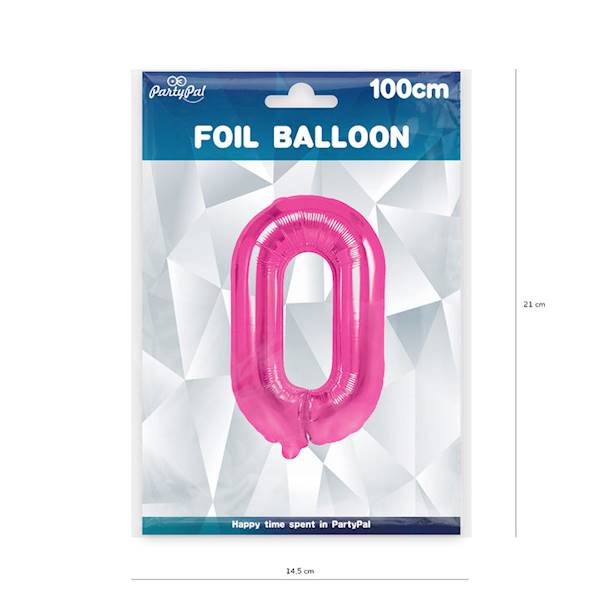 Balon foliowy cyfra 0 różowy ciemny 100cm 450270