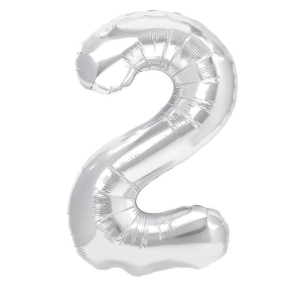Balon foliowy cyfra 2 srebrna 100cm 450004