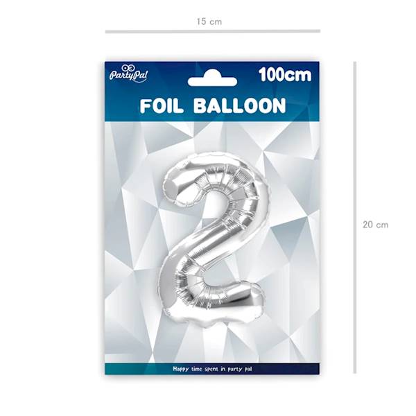 Balon foliowy cyfra 2 srebrna 100cm 450004
