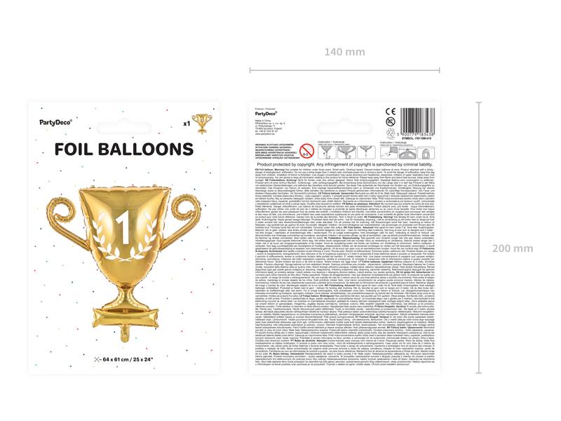 Balon foliowy Puchar 64x61cm złoty FB110M-019