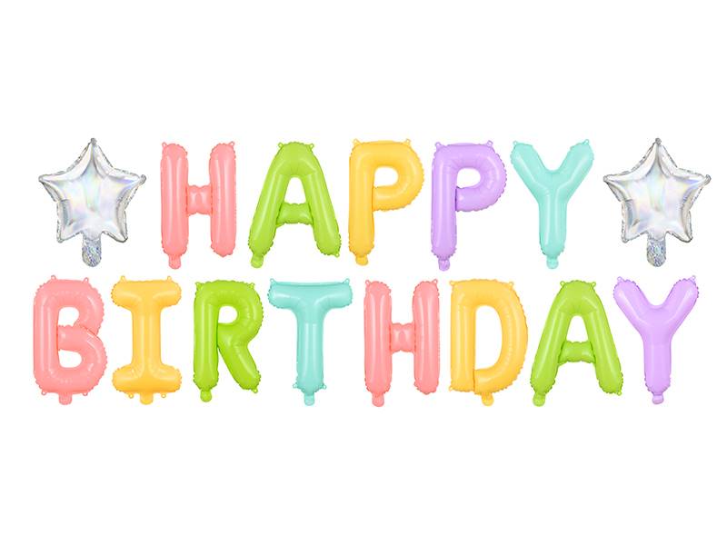 Balon foliowy napis Happy Birthday 395x35cm FB81