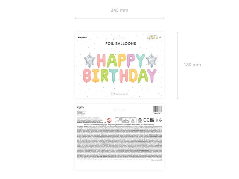 Balon foliowy napis Happy Birthday 395x35cm FB81