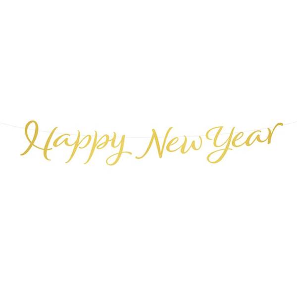 Baner Happy New Year złoty DIY 512668