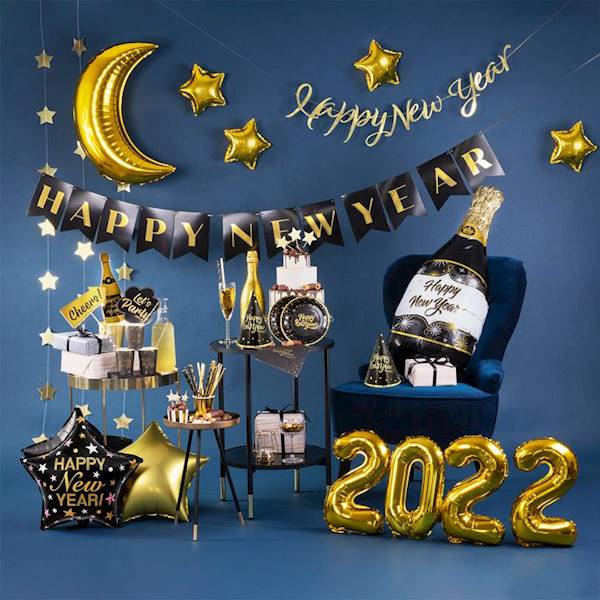 Baner Happy New Year złoty DIY 512668