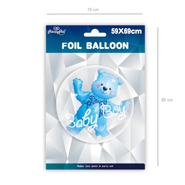 Balon foliowy kula z misiem Baby Boy Miś niebieski 460233