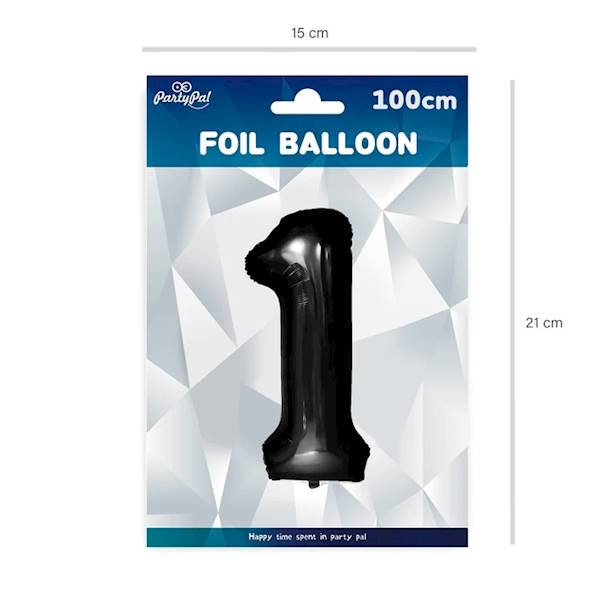 Balon foliowy cyfra 1 czarna 100cm 450081