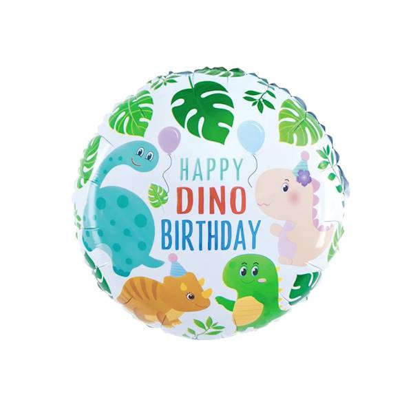 BALON FOLIOWY OKRĄGŁY Happy Dino Birthday Dinozaury 45cm 460595