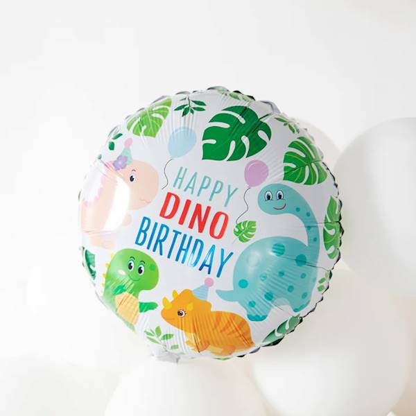BALON FOLIOWY OKRĄGŁY Happy Dino Birthday Dinozaury 45cm 460595