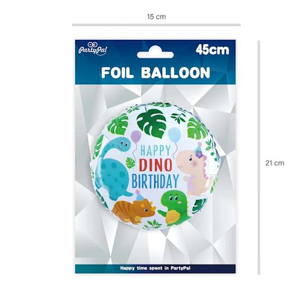 BALON FOLIOWY OKRĄGŁY Happy Dino Birthday Dinozaury 45cm 460595