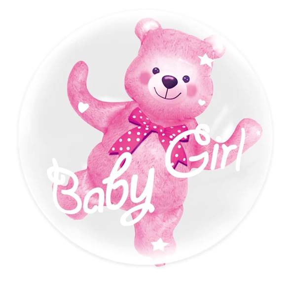 Balon foliowy kula z misiem Baby Girl Miś różowy 460234
