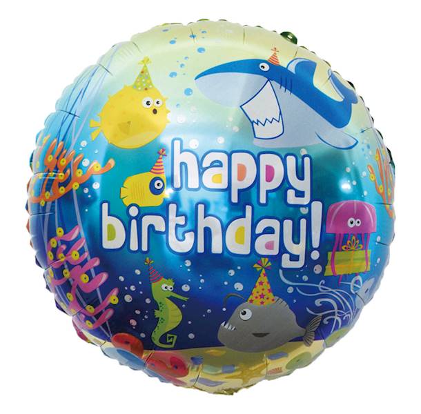Balon foliowy okrągły Happy Birthday morski 18"