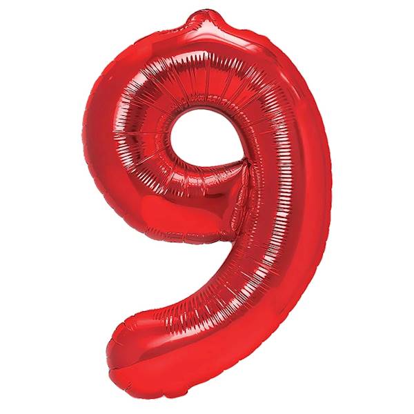 Balon foliowy cyfra 9 czerwona 100cm 450291